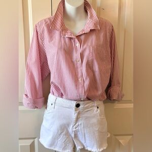 Pink Striped Button-Up Shirt, by Old Navy, size XL